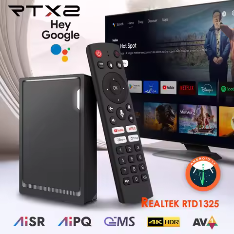 RT-X2 Android 14 TV Box 4GB 32GB 4GB 64GB Realtek1325 CPU with A55 Edge AI Mali-G57 GPU 2T2R Wifi5 V