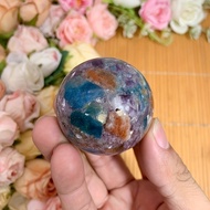1pc Rare Crystal Sphere - Lepidolite, Blue Apatite & Arusha Sunstone