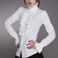 Solid color slim flared sleeve shirt for women修身喇叭袖襯衣