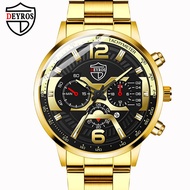 Deyros men's fashion calendar watch men's Korean student watch stainless steel quartz watch men