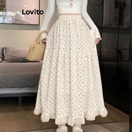 (Trendy) Lovito Casual Skirts Ditsy Floral Ruffle Skirts for Women LNA60317