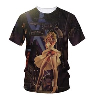 Gun Lady 3D Printing T Shirt Man Summer O-Neck Short Sleeve Oversized Top Casual Tee Loose Streetwea