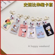 [YEEN] Snoopy Card Holder Retractable Card Holder Bag Charm Anti-Lost Student Meal Card Protective Case Access Control Card Bus MRT Card Holder ABS ID Holder Keychain Easy Pull Buckle Card Holder ID Holder