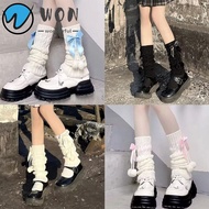 WON Pom-pom Leg Warmers, Thermal Bowknot Knitted Leg Warmers, Cute Lolita Fleece Lined Slouchy Leg W
