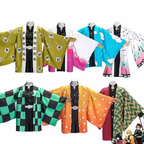 Anime Kamado Tanjirou Cosplay Cape Kochou Shinobu Rengoku Kyoujou Tomioka Giyuu Haori Yukata Casual 