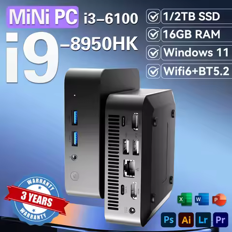 【3-year warranty】Windows 11 Intel Core i9-8950HK/i3-6100U 16GB RAM 1/2TB SSD Gamer Dual WIFI 6 BT5.2
