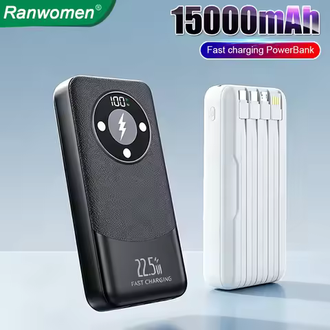 15000mAh 30000mAh 4 in 1 Portable Power Bank With USB Type C Fast Charging Cable For iPhone 17 Xiaom