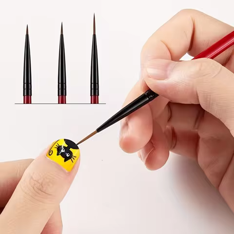3Pcs/Sets Red Pole Fine Hair Drawing Pens Hook Draw Flower Painting Pens Nail Art Drawing Pens Nail 