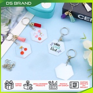 Akrilik Bentuk Hexagon DIY Rantai Kunci / Hexagon Shape Acrylic DIY Shape Keychain / DS Brand M1