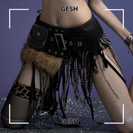 GESH Mini Bag Belt, Y2K Chic Faux Fur Splicing Belts, Irregular Gyaru Trendy Design Cowgirl Waistban