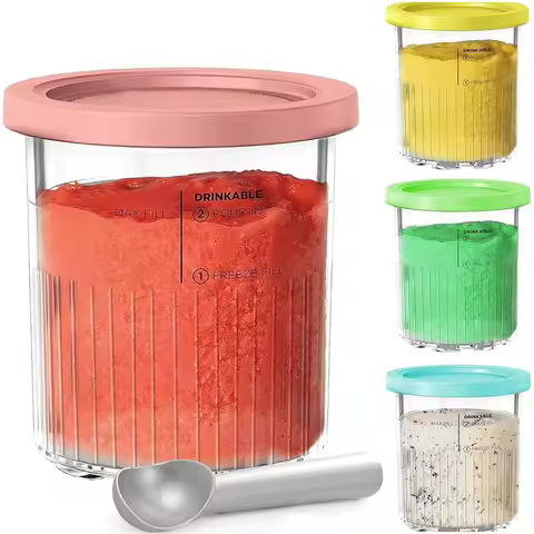Containers Replacement for Ninja Creami Deluxe Pints Lids Creamy Ice Cream Containers Cups Set Compa