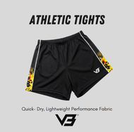 V3 Sports Seluar Pendek Tights Female Yellow Black Hitam Sports V3 Sports black Tights Fast Dry Comf