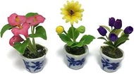 3pc Miniature Flower Clay Dollhouse Fairy Garden Mini Plant Trees Ceramic Paint Furniture Bundles Ar
