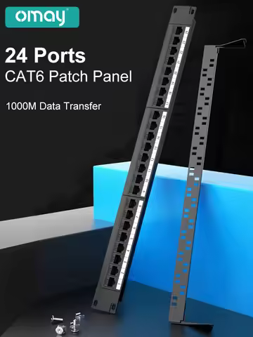 24 Port Cat6 RJ45 Patch Panel 1U 19 Inch Rack Mount Keystone Jack Network Patch Panel for Cabinet Et