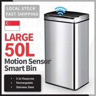 🌟SG INSTOCK🌟 50L Motion Sensor Bin Smart Dustbin Rubbish Bin Stainless Steel Waste Automatic Kitchen Office Trash Bin