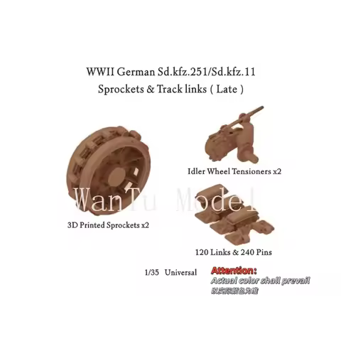 3D print 1/35 German Sd.kfz.251/Sd.kfz.11 Sprockets & Track Links (Early Type) Model Accessories Res
