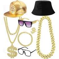 Hip Hop Dollar Necklace Exaggerated Punk Local Tyrant Exaggerated Dress Up Glasses Dollar Hat Set