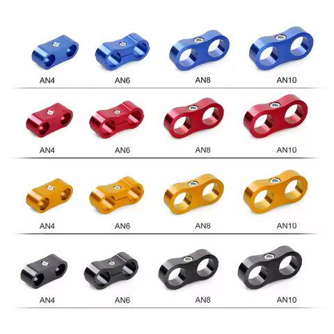 AN4 AN6 AN8 AN10 Anodized Line Separator Tube Braided Rubber Hose Clamp Line Oil Fuel Water lupo Sep
