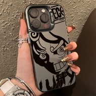 Vintage Comic Graffiti One Piece Phone Case Compatible for IPhone 15 11 12 13 14 Pro Max XS Max X XR 15 14 7 8 Plus Cartoon Cool Plating Metal Hard Case