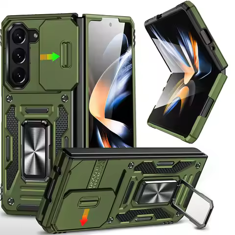 For Samsung Galaxy Z Fold 5 Case Magnetic Car Ring Shockproof Armor Stand Holder Phone Cases for Gal