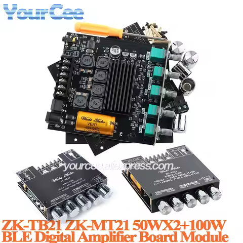 ZK-MT21 50WX2+100W 2.1 Channel Subwoofer Amplifier Board Module MT21 Power Audio Stereo Bass AMP AUX