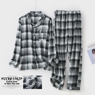 Checkered Pattern Multi-color Warm Cotton Flannel Long-sleeved Pajamas for Men Autumn and Winter Lou