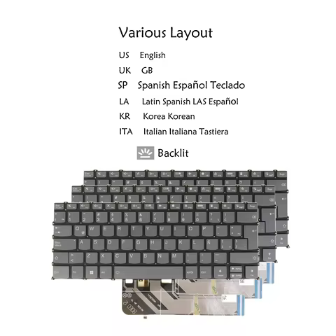 Backlit Laptop Keyboard For Lenovo IdeaPad 5 Pro-14ACN6, 5 Pro-14ARH7, 5 Pro-14IAP7, 5 Pro-14ITL6 US