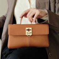 CAFUNE Vintage Leather Handbag Niche Design Lock Clasp Square Bag Luxurious, Fashionable, Versatile 