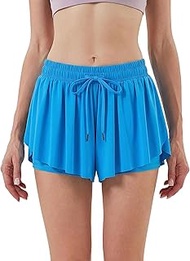 Flowy Shorts for Women Tennis Butterfly Shorts 2-in-1 Double Layer Comfy for Athletic,Causal