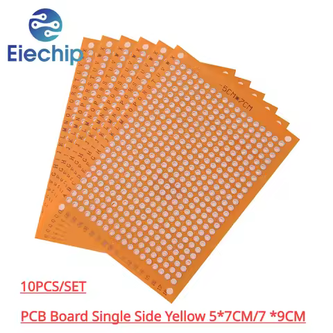10pcs PCB Universal Board Single Side Yellow 5*7CM,7 X 9Cm,PCB Board Prototype Perforated Grid Board