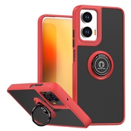 For Motorola Moto G35 G34 G32 G30 Translucent Frosted Cover with Rotatable Ring Stand Shockproof TPU