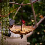 Umbrella-Shaped Bird Trough Hanging Bird Feeder Tray for Outside Hanging Seed Platform