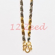 Necklace With 2 Kings Flower Pattern Size 3 Mm Laser Gold Work 1 Genuine stainless steel Jewelry