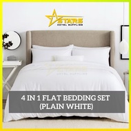 Stars Hotel Supplies 4 in 1 Flat Bedding Set Plain White / Cadar / Set Cadar