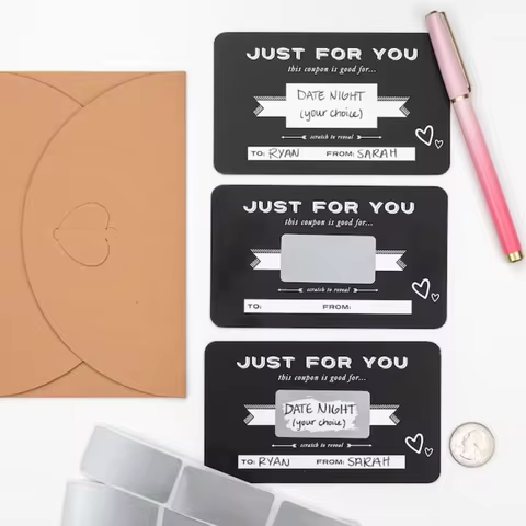 10pcs Scratch-off Cards Birthday Gift Love Coupons Anniversary Gift for Her Date Night Cards Valenti