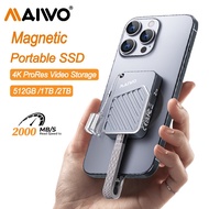 MAIWO 2000MB/s SSD External SSD 512G 12T Magnetic Portable PSSD for iPhone 16 15 Pro/Max ProRes 4K P