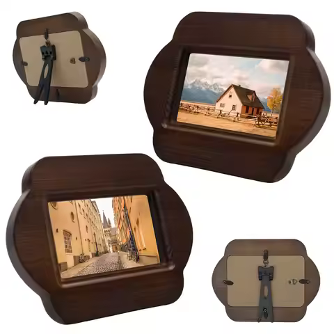 2Pcs Vintage Picture Frame 6"x8" Wood Picture Frame with 4 Petal Curved Edge Vertical and Horizontal