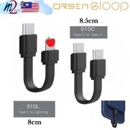 Eloop S10L S10C Kabel Pendek Mudah Alih 2.4A Jenis-C ke L 80mm 3A Jenis-C ke Jenis-C 85mm