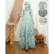 GAMIS BUSUI NADIRA TILE TINGKAT/ FULL BRUKAT/ BAJU SERAGAM KONDANGAN FREE MASKER