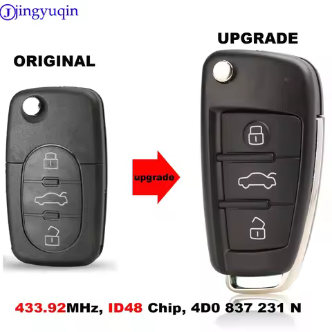 jingyuqin Remote Key for AUDI 4D0837231N for A3 A4 A6 A8 RS4 TT Allroad Quttro RS4 Car Control 433.9