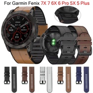 Leather Silicone Strap For Garmin Fenix 6X 6 Pro 7X 7 MARQ 5X 5 Plus 3 3HR forerunner 965 955 945 93