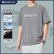 BABULIN 230GSM 100% Cotton T-Shirt Oversized Printed T-shirt Unisex Plain T-Shirt Gray