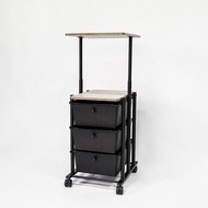 三層抽屜收納推車 桌板可升降 事務機架 主機架