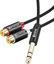Devinal 6.35 mm to 2RCA Cable, 1/4 inch TRS to 2 RCA Female Splitter Stereo Audio Adapter Cable, 1 F