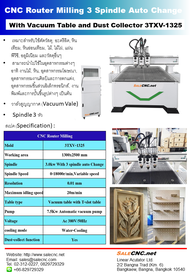 CNC Router Milling 3 Spindle Auto Change With Vacuum Table and Dust Collector 3TXV-1325