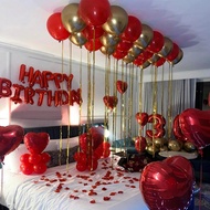 60pcs Red & Gold Decoration Balloons Set, Happy Birthday Banner, Extra Large Number Foil Balloons, H