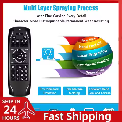 G7BTS Backlit Fly Air Mouse Wireless Air Mouse with IR Learning Smart TV box Remote Control with key