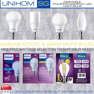 UnihomSG [ReadyStock] Philips / PowerPac Dimmable LED Light Bulb E27, E14, B22 Bulb 4W To 25W