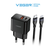 ชุดชาร์จเร็ว VEGER VC-20W01&V-CL04 หัวชาร์จ PD20W ช่องชาร์จ USB-A/Type-C พร้อมสายชาร์จเร็ว USB-C to
