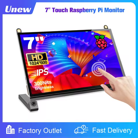 7 inch Touchscreen Monitor for Raspberry Pi 1024X600 Pixel Display 5-Point Touch Screen Driver-Free 